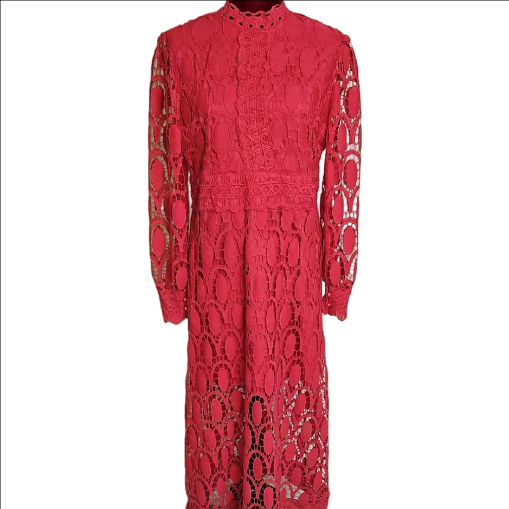 Hot Pink Lace Illusion Dress Size Extra Large